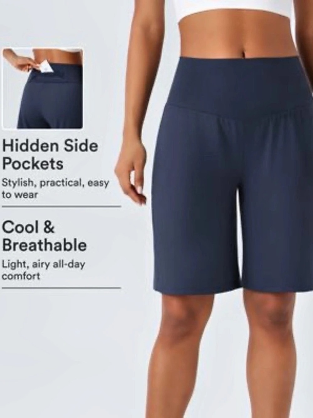Halara SoftlyZero™ Airy High Waisted Pockets InstantCool Yoga Bermuda Shorts